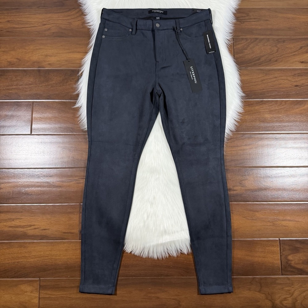Liverpool Women's Size 12 / 31 Faux Suede Madonna Skinny Pants in Pepper